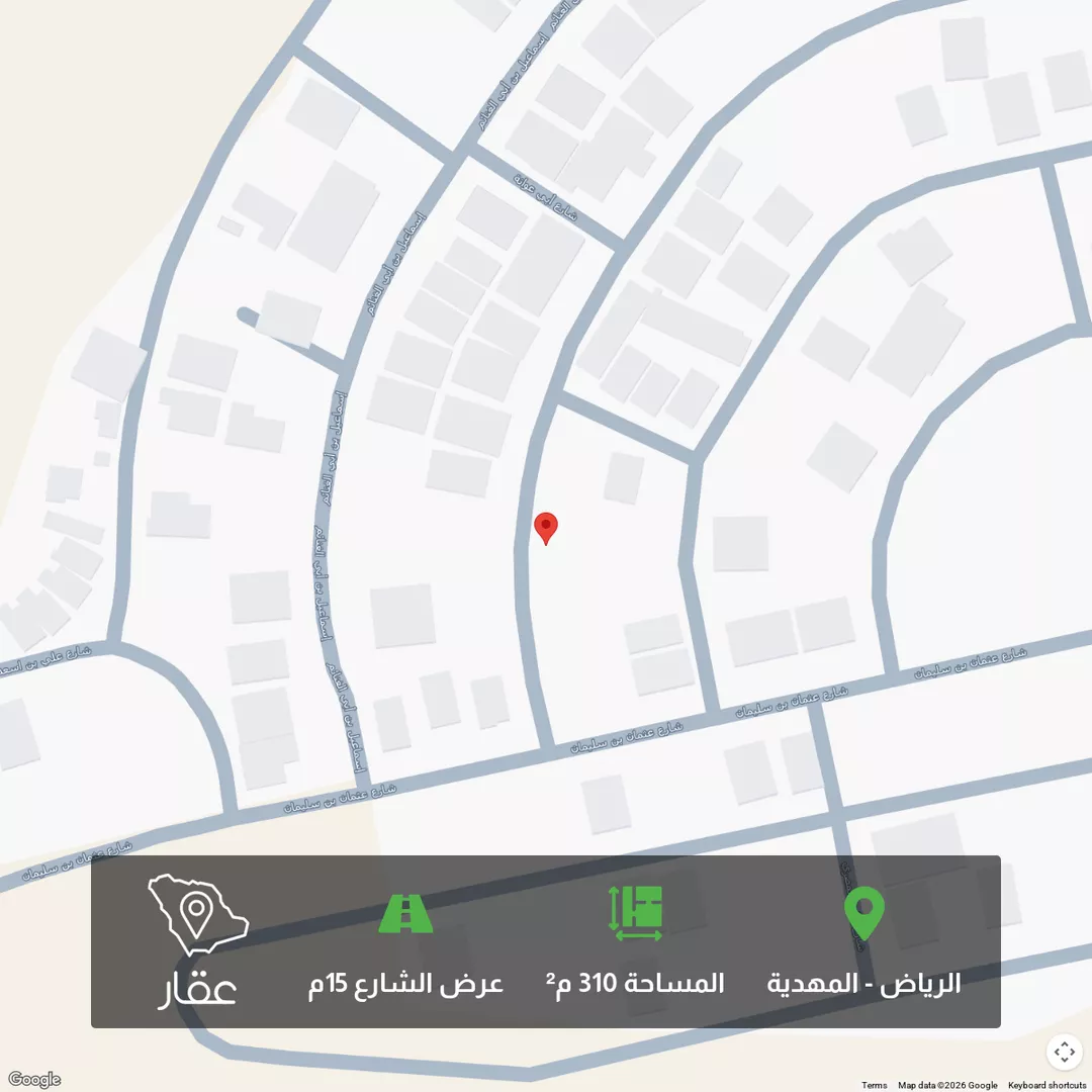 أرض للبيع في شارع محمد بن أحمد الفاسي, حي المهدية, مدينة الرياض, منطقة الرياض 1 صورة