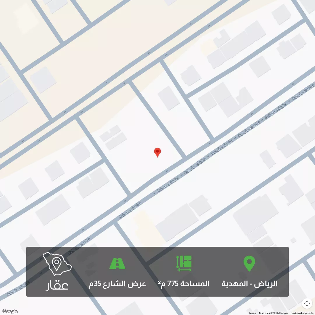أرض للبيع في شارع ابي بكر البناء, حي المهدية, مدينة الرياض, منطقة الرياض 1 صورة