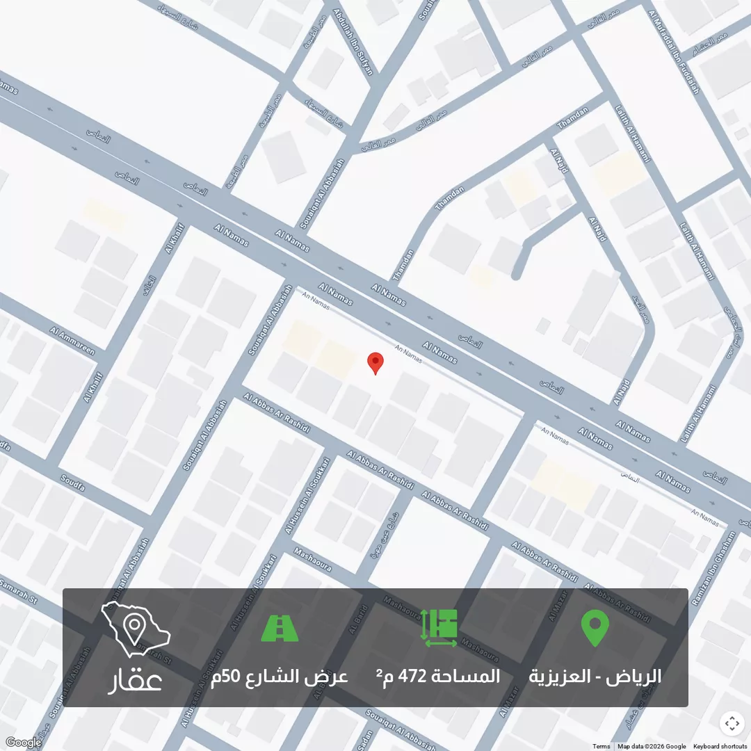 أرض للبيع في شارع النماص, حي العزيزية, مدينة الرياض, منطقة الرياض 1 صورة