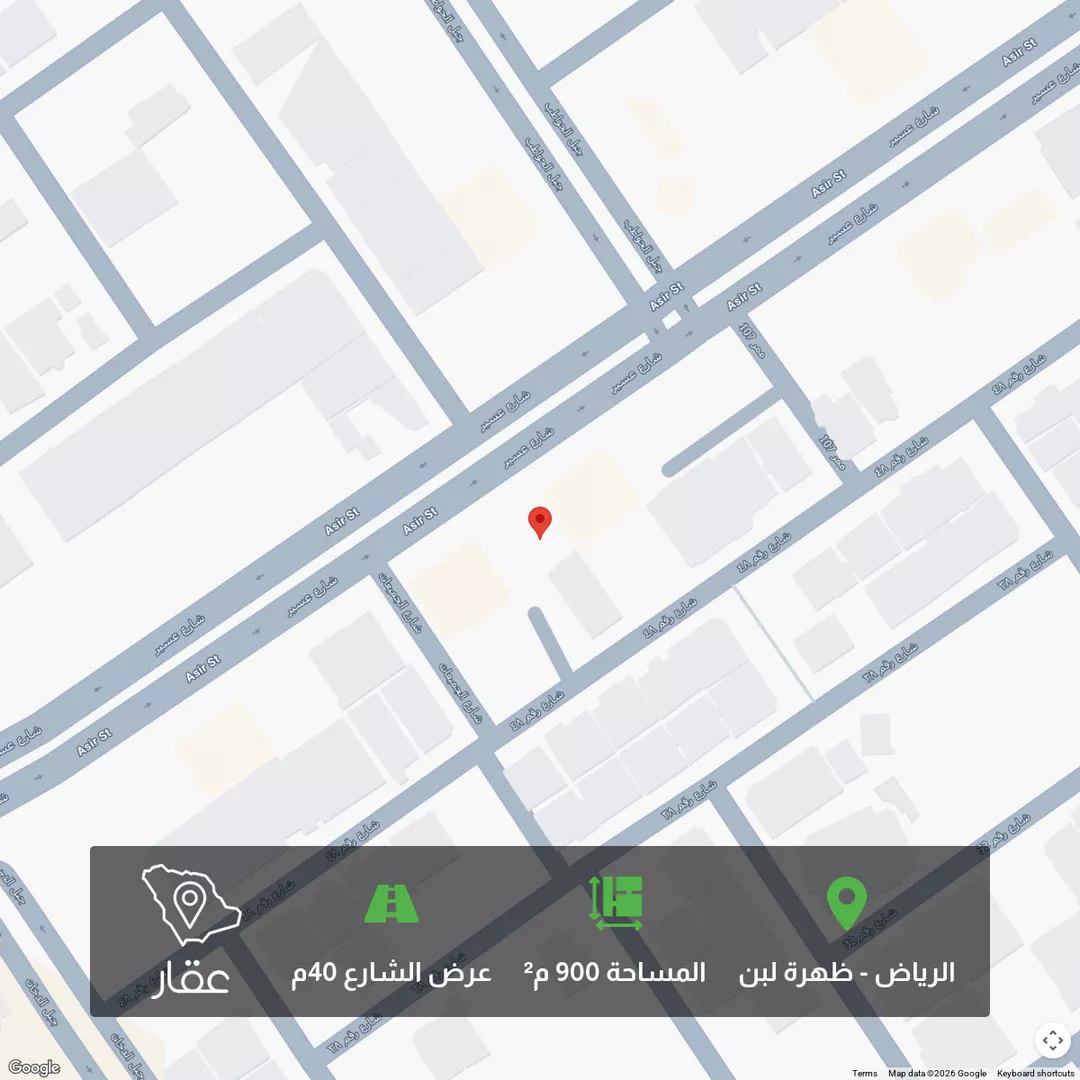 أرض للبيع في شارع عسير, حي ظهرة لبن, مدينة الرياض, منطقة الرياض 1 صورة