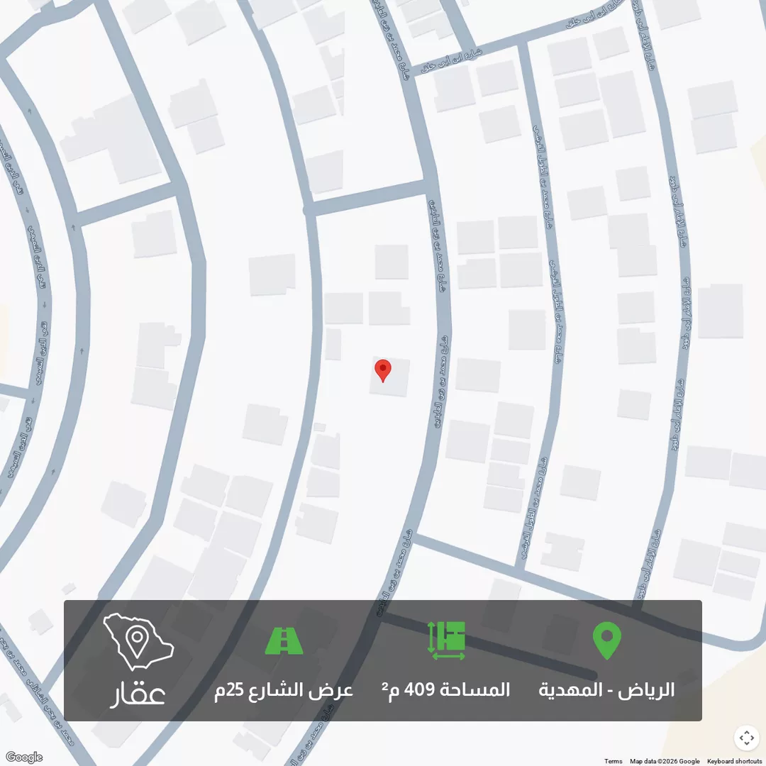 أرض للبيع في شارع محمد بن زين العابدين, حي المهدية, مدينة الرياض, منطقة الرياض 1 صورة