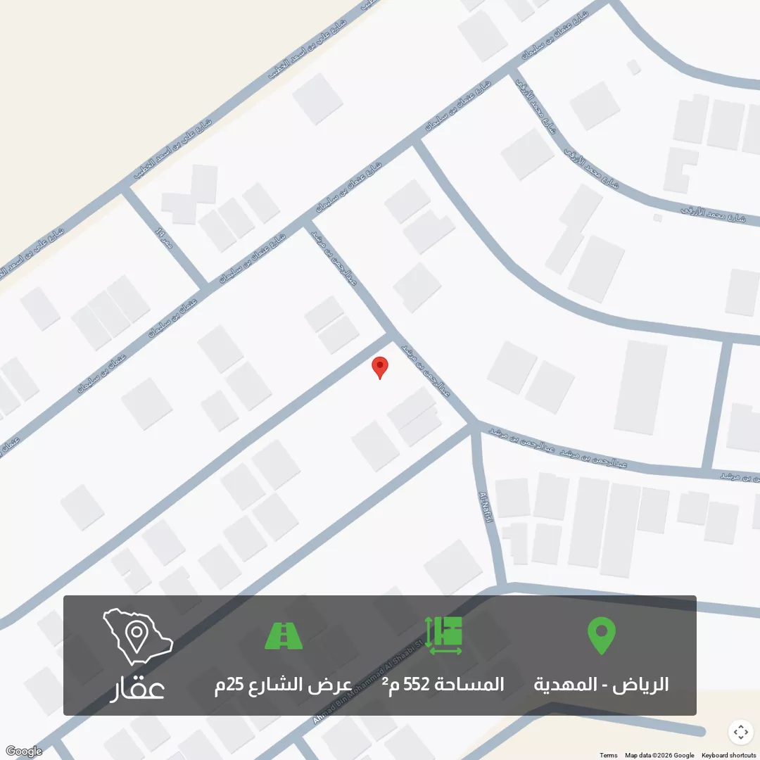 أرض للبيع في شارع ابن أحمد اللخمي, حي المهدية, مدينة الرياض, منطقة الرياض 1 صورة