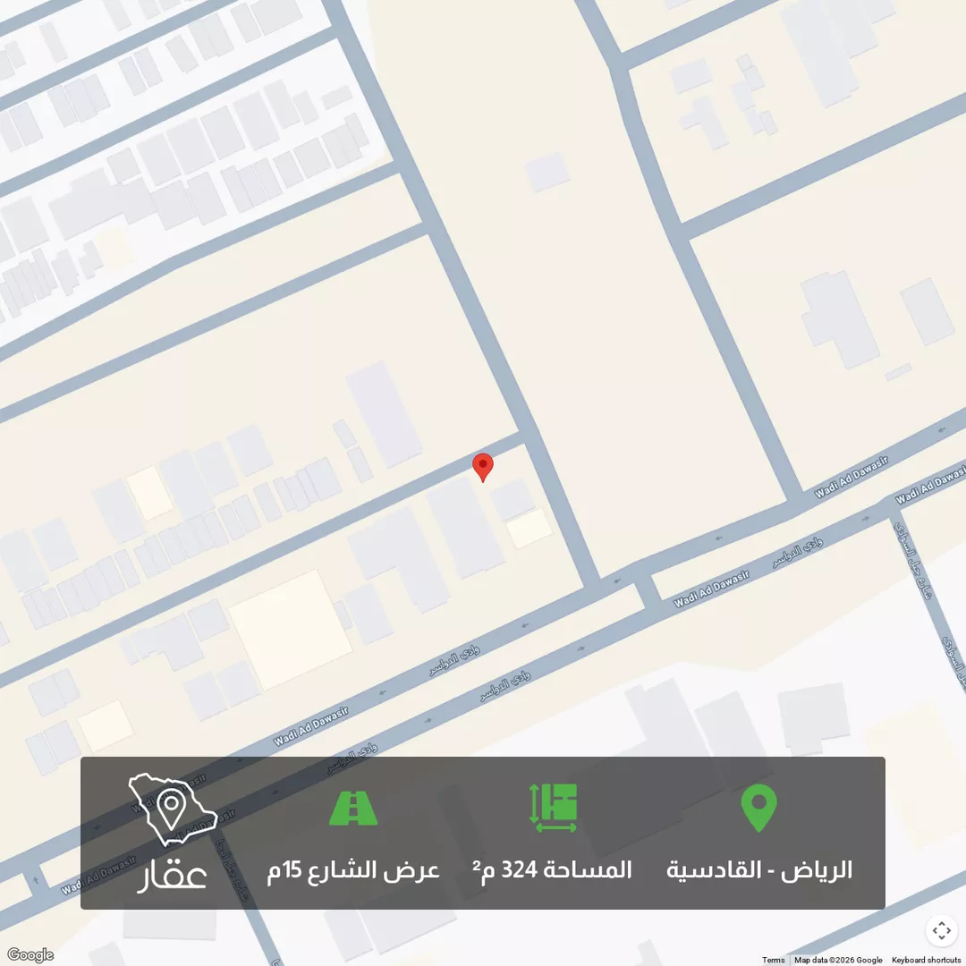 أرض للبيع في شارع وادي الجزيرة, حي القادسية, مدينة الرياض, منطقة الرياض 1 صورة