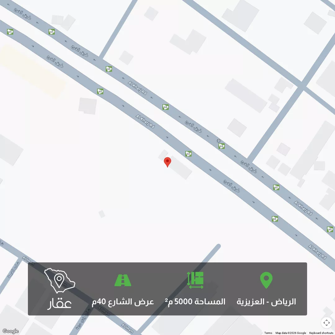 أرض للبيع في شارع الخرج, حي العزيزية, مدينة الرياض, منطقة الرياض 1 صورة