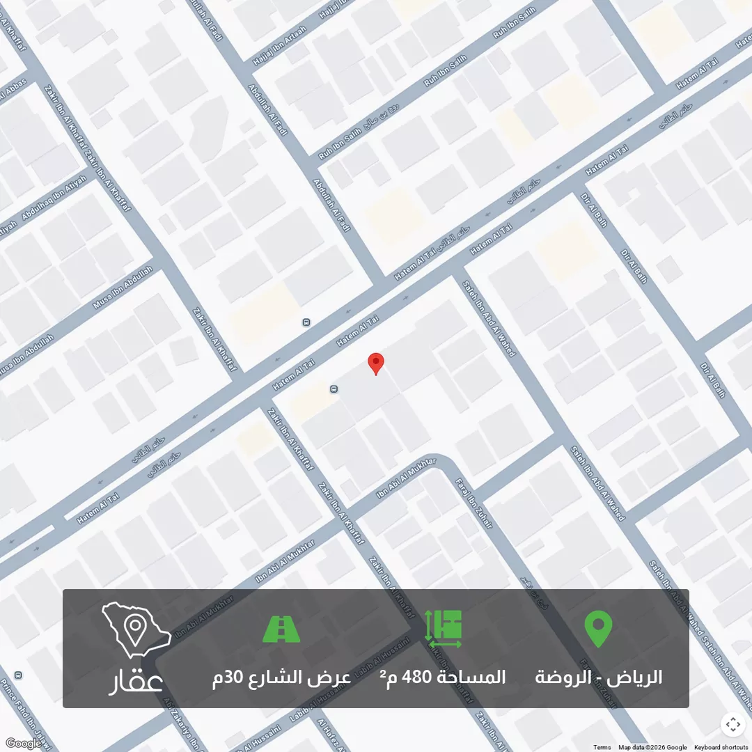 أرض للبيع في شارع حاتم الطائي, حي الروضة, مدينة الرياض, منطقة الرياض 1 صورة