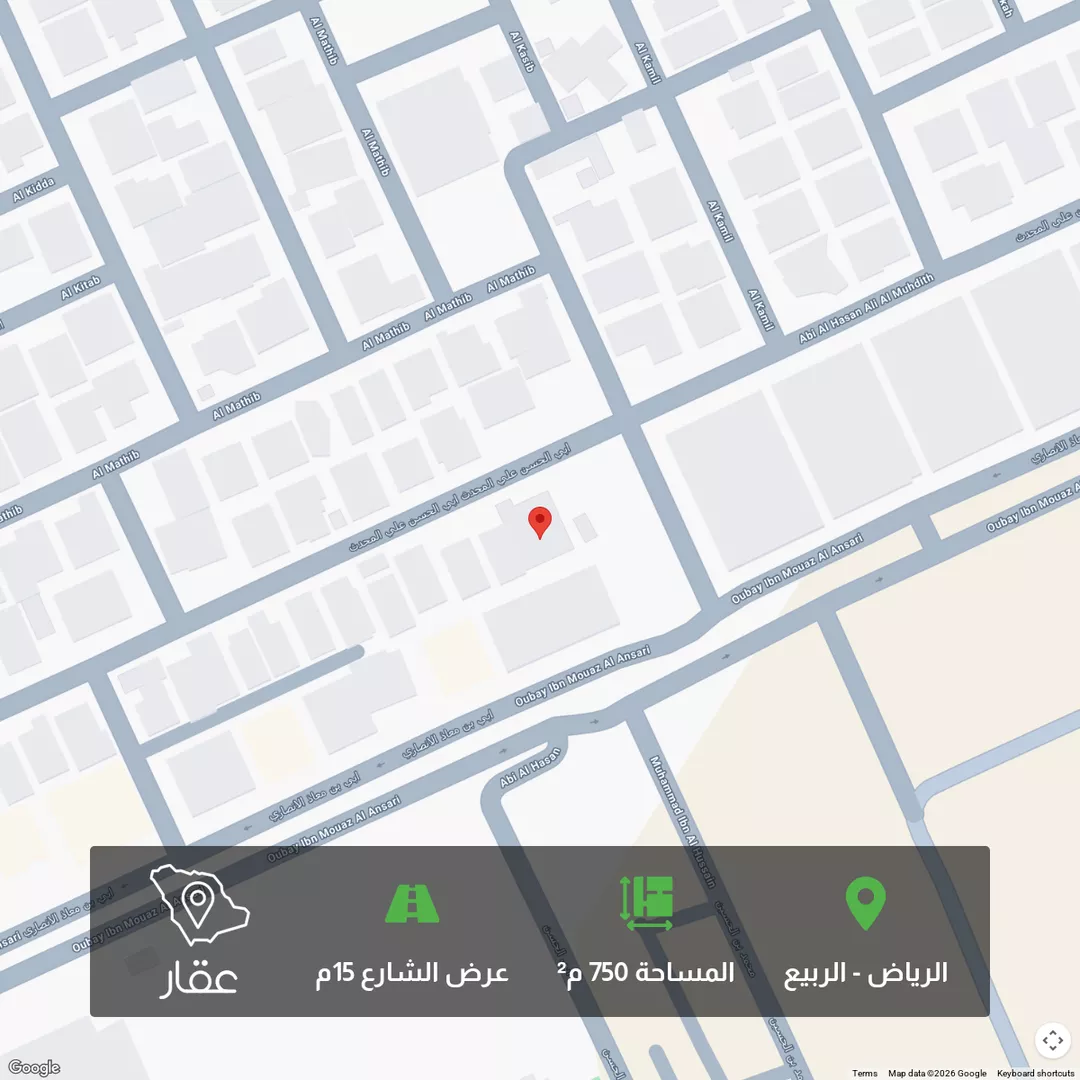 أرض للبيع في شارع أبي الحسن علي المحدث, حي الربيع, مدينة الرياض, منطقة الرياض 1 صورة