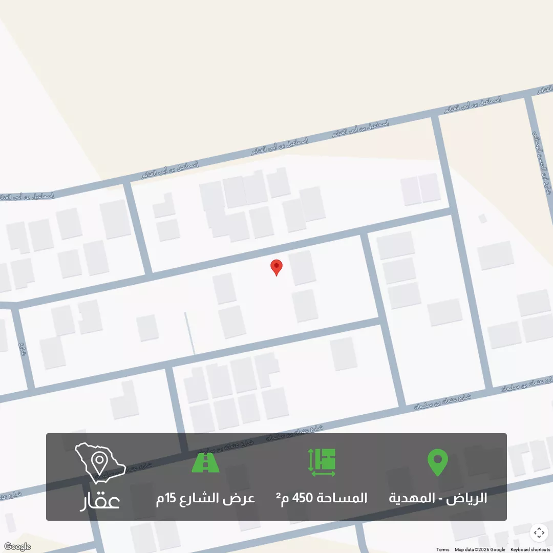 أرض للبيع في شارع محمد بن أحمد الفاسي, حي المهدية, مدينة الرياض, منطقة الرياض 1 صورة