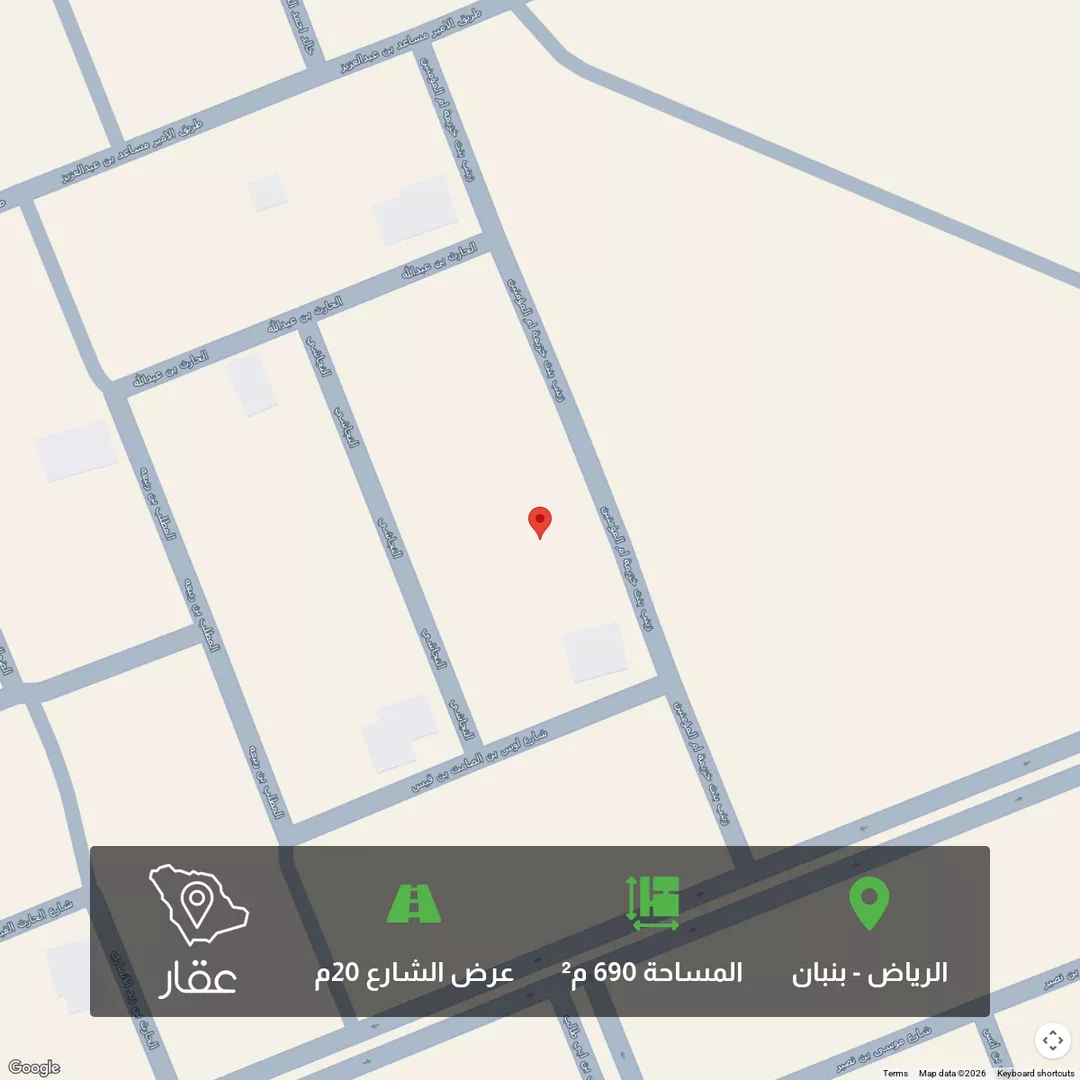 أرض للبيع في شارع زينب بنت خزيمة ام المؤمنين, حي ملهم, مدينة ملهم, منطقة الرياض 1 صورة