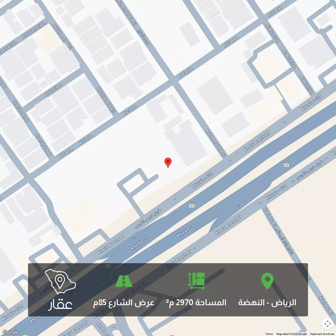 أرض للبيع في شارع خريص الفرعي, حي النهضة, مدينة الرياض, منطقة الرياض 1 صورة