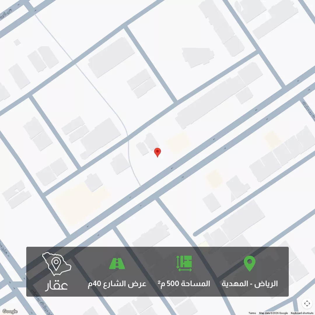 أرض للبيع في شارع  شهيد الدين ثم الوطن هشام سعد ناصر جميعه, حي المهدية, مدينة الرياض, منطقة الرياض 1 صورة