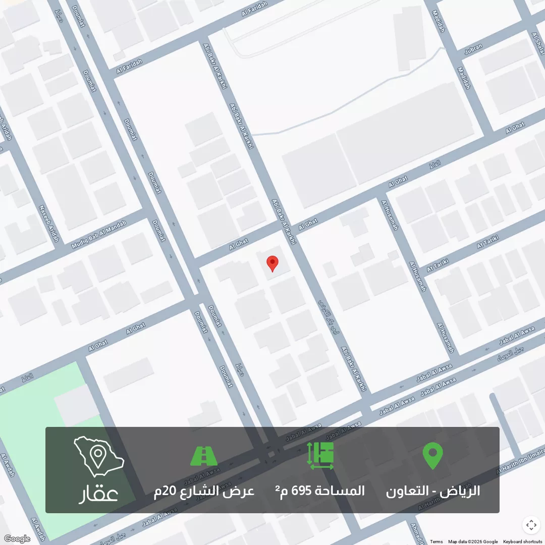 أرض للبيع في شارع أبي بكر الكرخي, حي التعاون, مدينة الرياض, منطقة الرياض 1 صورة