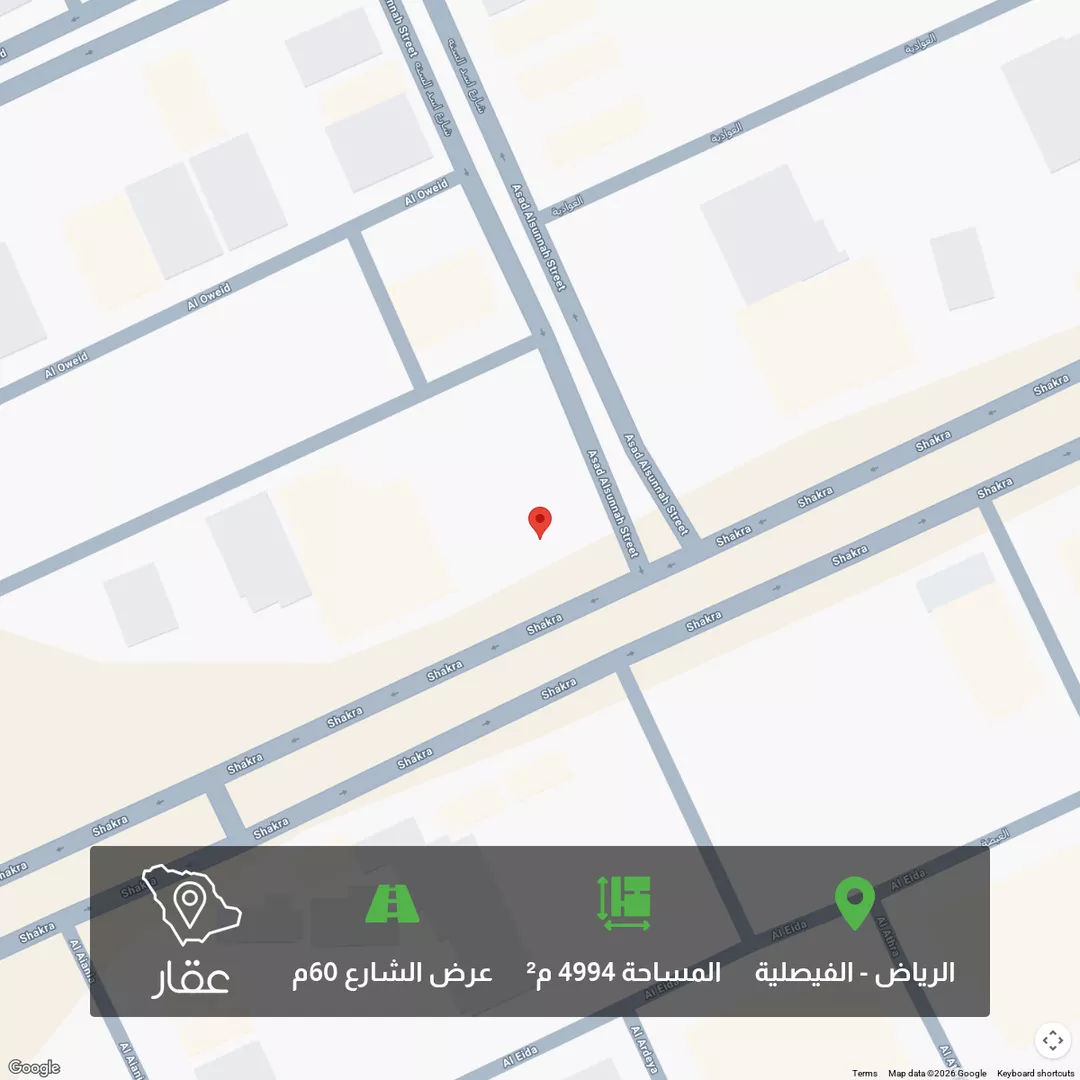 أرض للبيع في شارع شقراء ، حي الفيصلية ، الرياض ، منطقة الرياض 1 صورة