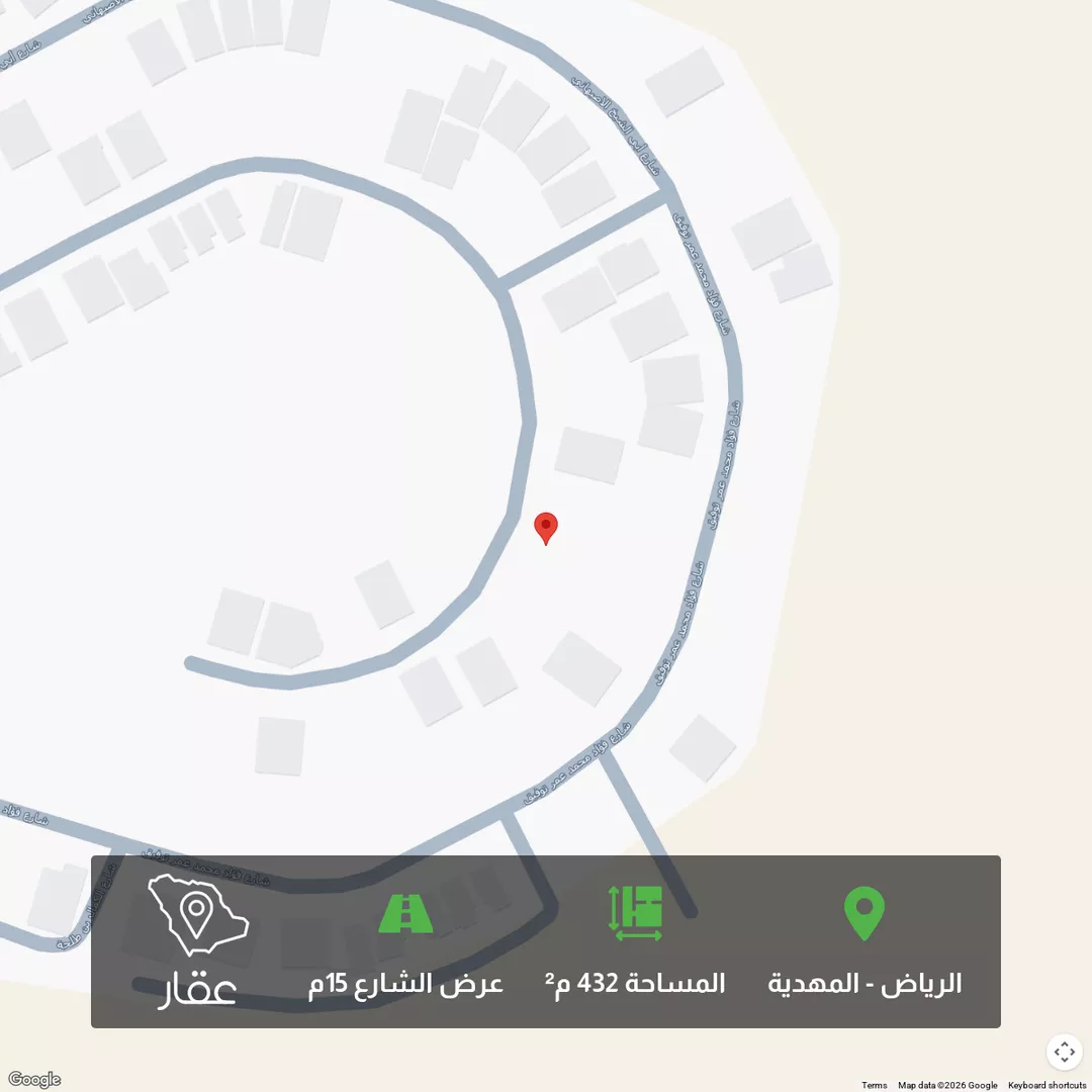 أرض للبيع في شارع عمر بن يوسف المقرئ ، حي المهدية ، الرياض ، منطقة الرياض 1 صورة