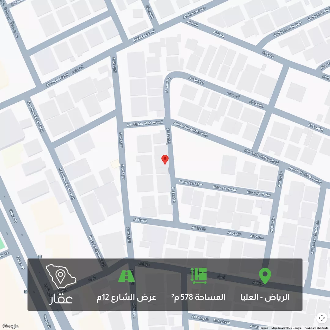 أرض للبيع في شارع السعادات, حي العليا, مدينة الرياض, منطقة الرياض 1 صورة