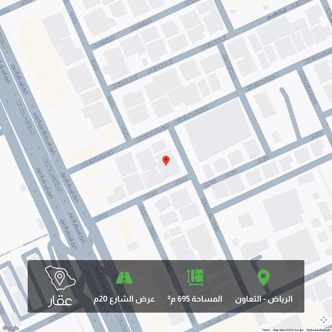 أرض للبيع في شارع حليمة بنت الحارث, حي التعاون, مدينة الرياض, منطقة الرياض 1 صورة