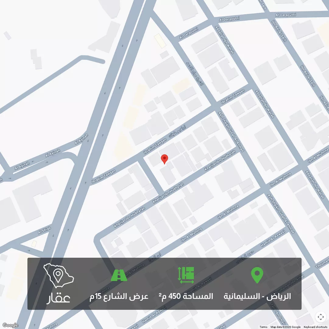 أرض للبيع في شارع خارجة بن حذافة, حي السليمانية, مدينة الرياض, منطقة الرياض 1 صورة