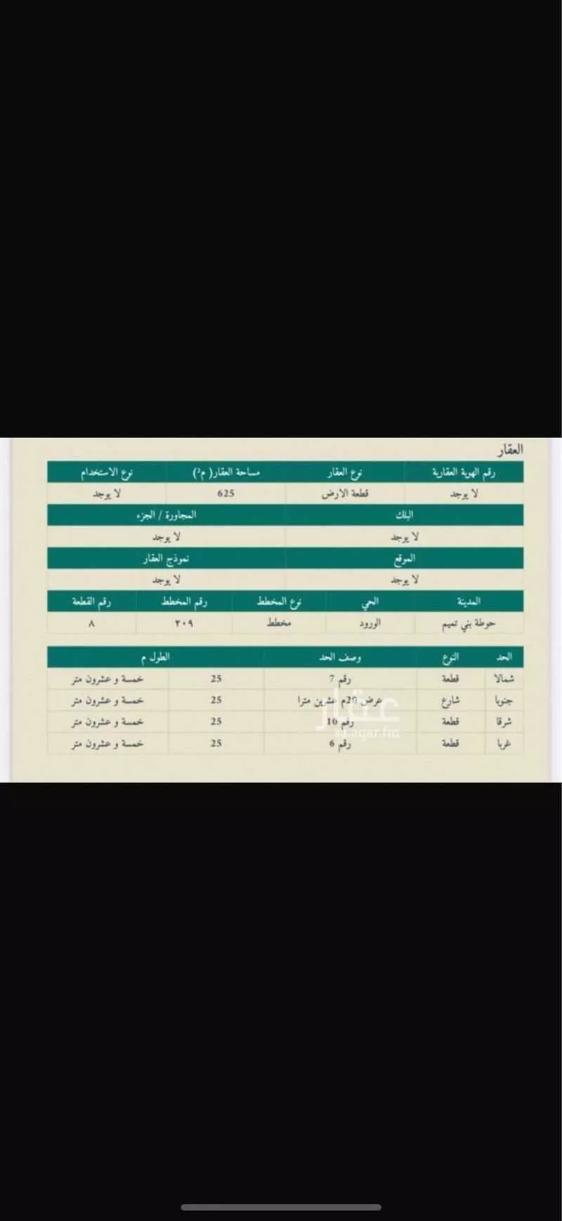 أرض للبيع في شارع عمر بن الخطاب, حي الورود, مدينة حوطه بنى تميم, منطقة الرياض 1 صورة