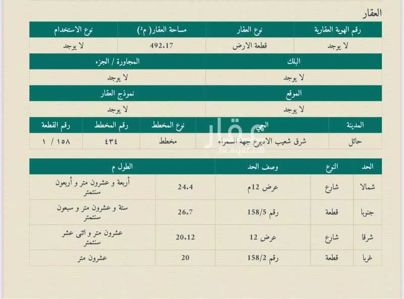 أرض للبيع في شارع 997140, حي السمراء, مدينة حائل, منطقة حائل 1 صورة