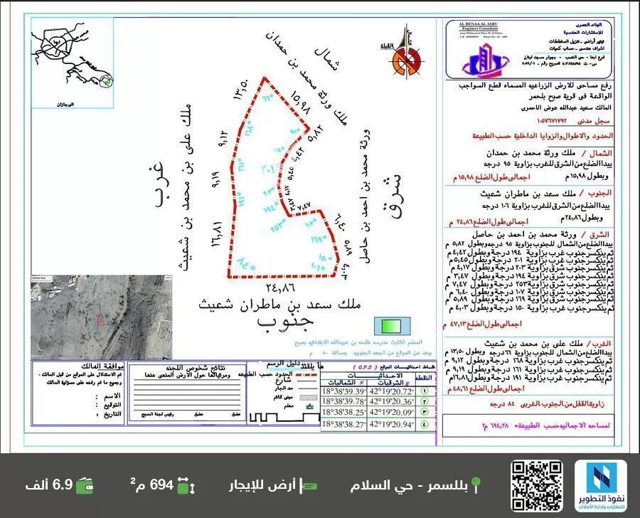 أرض للإيجار في شارع السوجب, مدينة السوجب, منطقة عسير 1 صورة