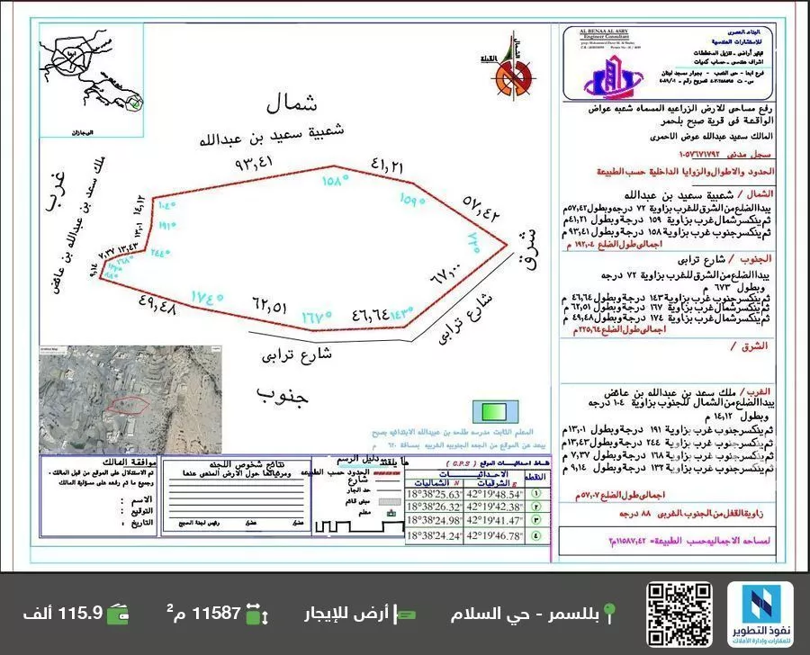 أرض للإيجار في مدينة عسير - ال جحدل, منطقة عسير 1 صورة