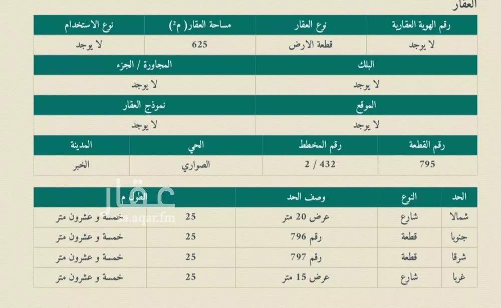 أرض للبيع في شارع 14ب, حي الصواري, مدينة الخبر, المنطقة الشرقية 1 صورة