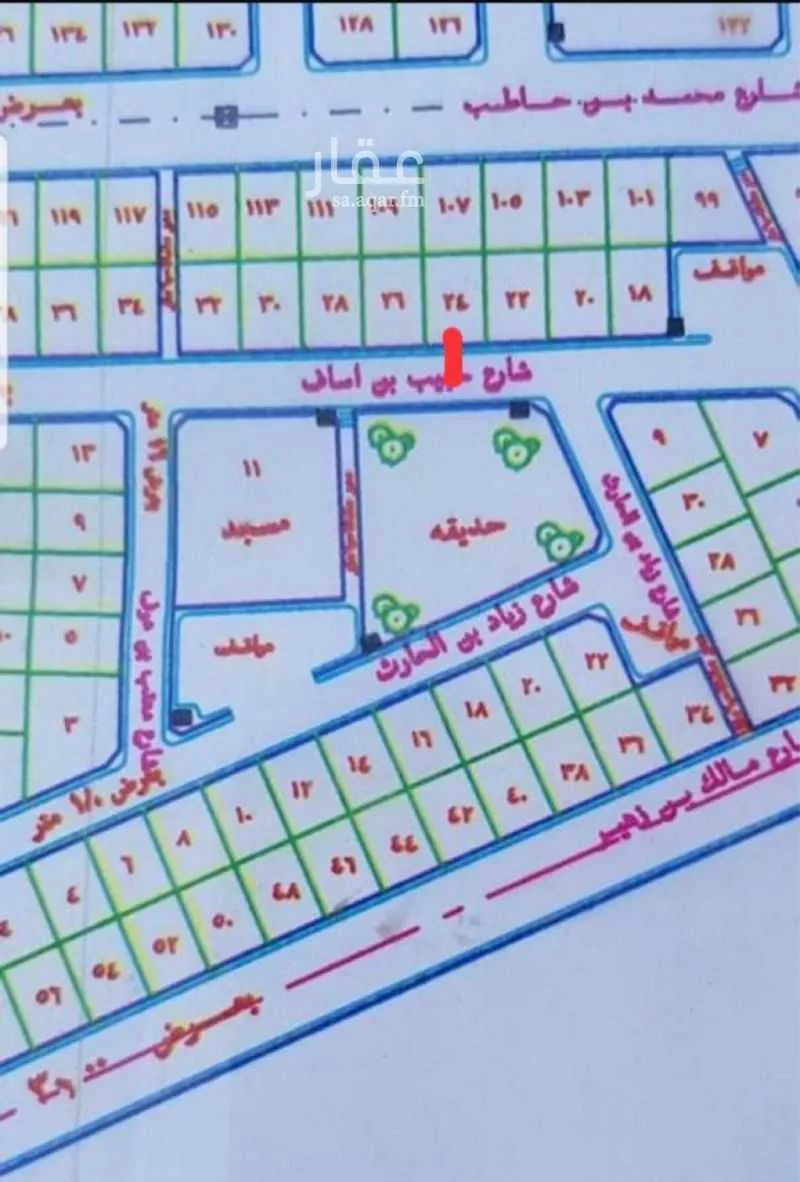 أرض للبيع في شارع خبيب ابن اساف, حي المطار, مدينة المدينه المنوره, منطقة المدينة المنورة 1 صورة