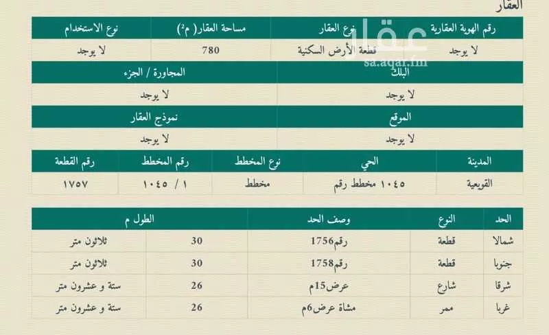 أرض للبيع في شارع 1045 مخطط رقم 46, حي 1045 مخطط رقم, مدينة القويعيه, منطقة الرياض 1 صورة