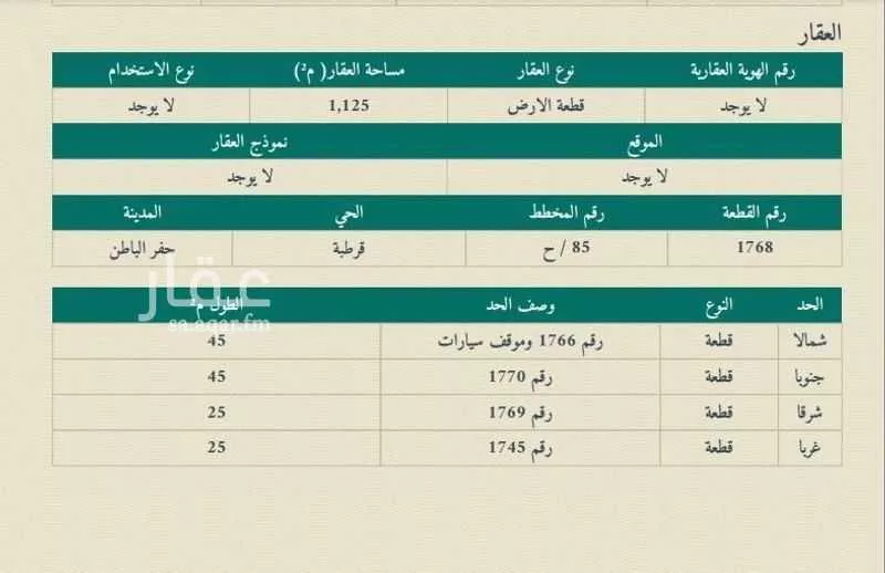أرض للبيع في شارع قرطبة 86, حي قرطبة, مدينة حفر الباطن, المنطقة الشرقية 1 صورة