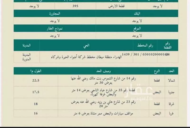 أرض للبيع في حي الهدراء, مدينة المدينه المنوره, منطقة المدينة المنورة 1 صورة