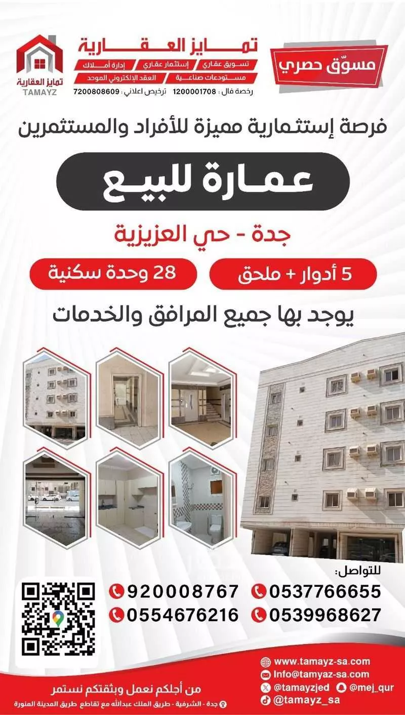 عمارة للبيع في شارع حسن يحيى, حي العزيزية, مدينة جدة, منطقة مكة المكرمة 1 صورة