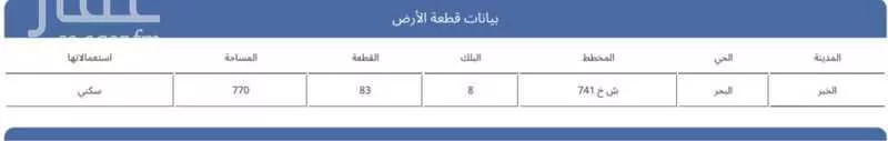 أرض للبيع في حي البحر ، الخبر ، الخبر 1 صورة