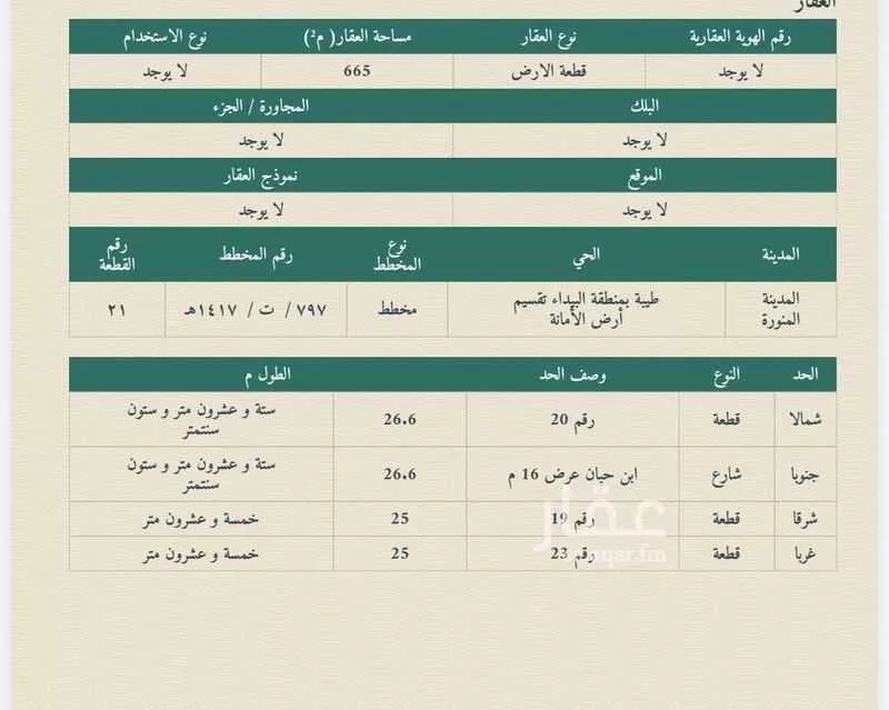 أرض للبيع في شارع ابن حبان, حي طيبة, مدينة المدينه المنوره, منطقة المدينة المنورة 1 صورة