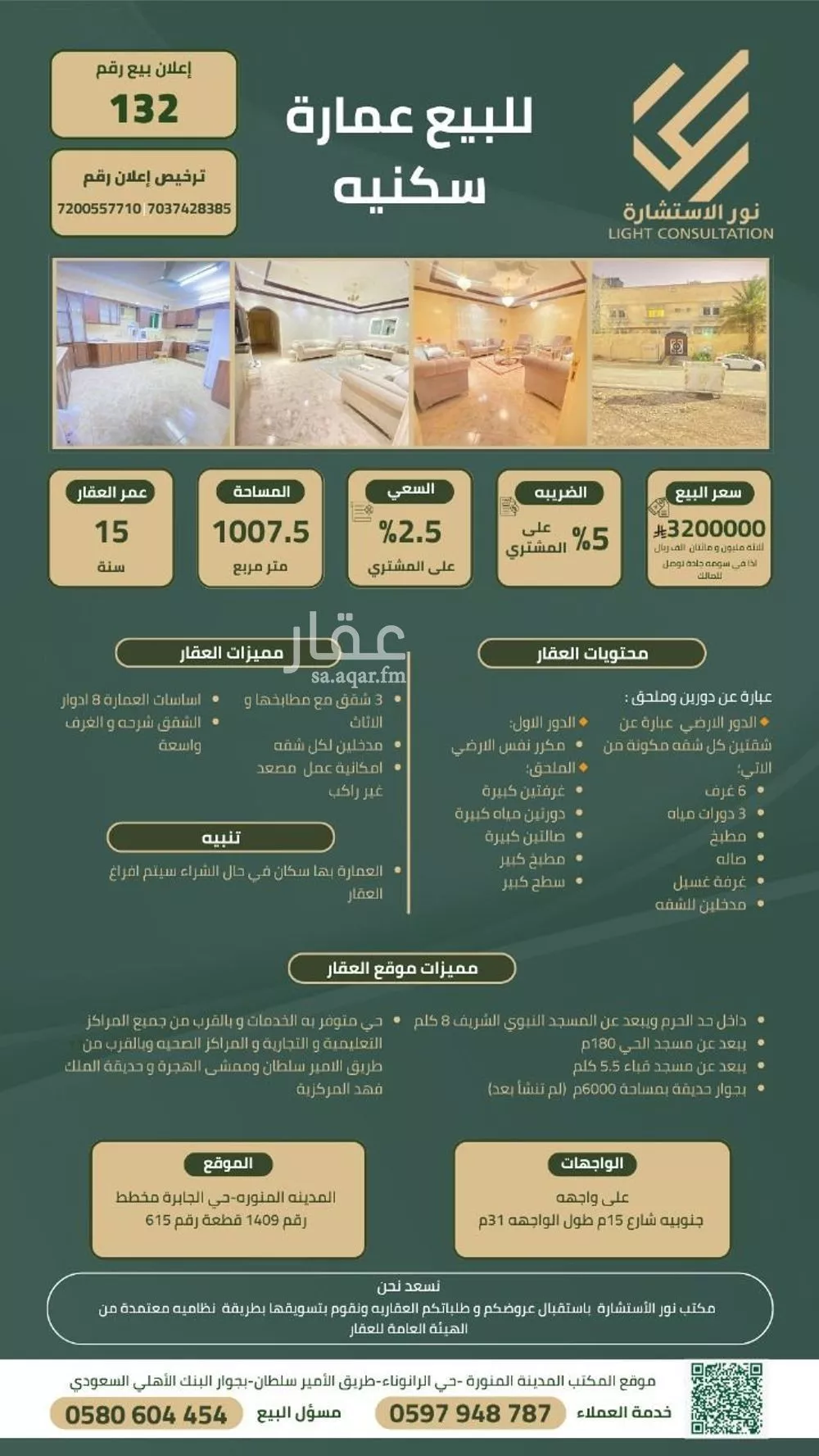 عمارة للبيع في شارع محمد بن احمد بن الصلت الاهوازي, حي الجابرة, مدينة المدينه المنوره, منطقة المدينة المنورة 1 صورة