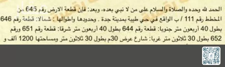 أرض للإيجار في شارع عامر ابن قيس, حي طيبة, مدينة جدة, منطقة مكة المكرمة 1 صورة