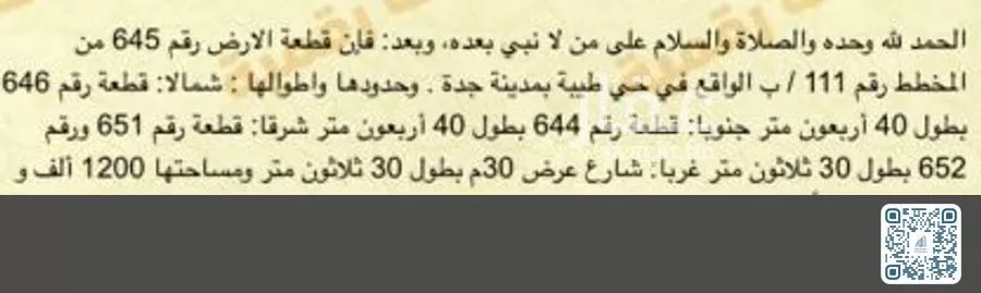 أرض للبيع في شارع عامر ابن قيس, حي طيبة, مدينة جدة, منطقة مكة المكرمة 1 صورة