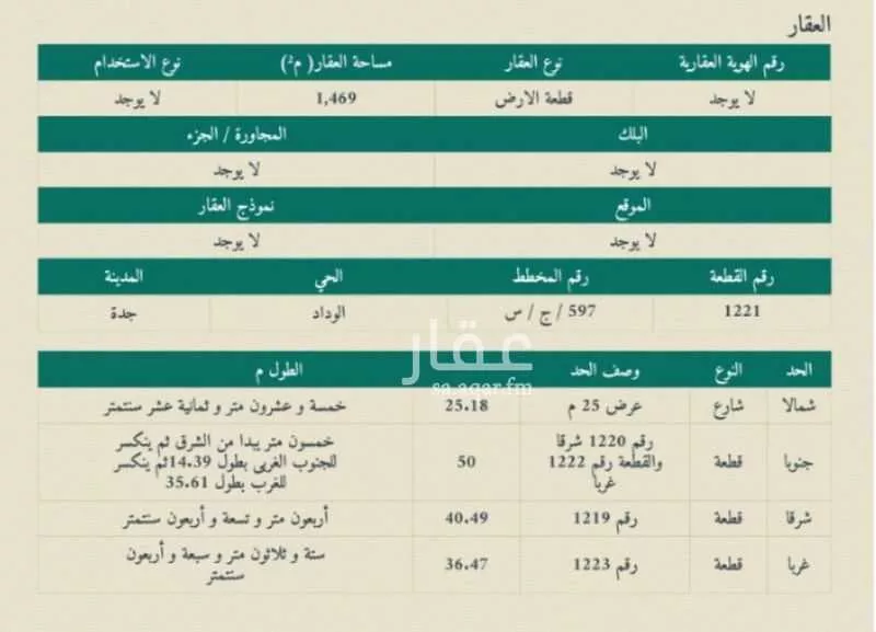 أرض للبيع في شارع بدون, حي الوداد, مدينة جدة, منطقة مكة المكرمة 1 صورة