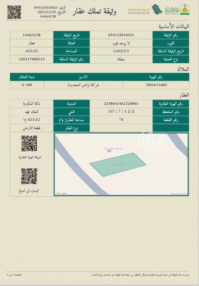 أرض للبيع في شارع سليمان فقيه, حي الملك فهد, مدينة مكه المكرمه, منطقة مكة المكرمة 1 صورة