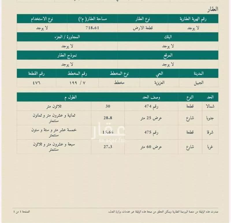 أرض للبيع في شارع اشبيليه 116, حي قرطبة, مدينة الجبيل, المنطقة الشرقية 1 صورة