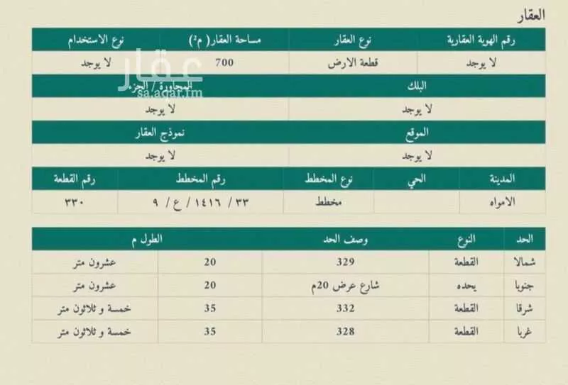 أرض للبيع في شارع عثمان ابن عفان ، الامواه ، الا مواه 1 صورة