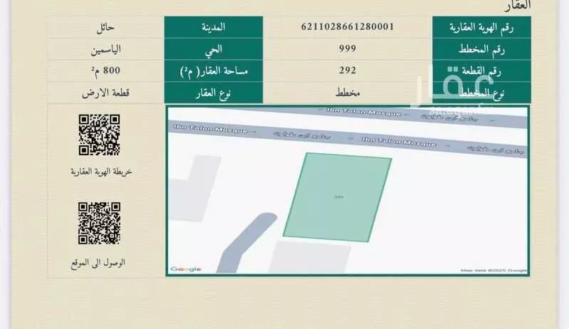 أرض للبيع في شارع جامع ابن طولون ، حي الخزامى ، حائل ، منطقة حائل 1 صورة