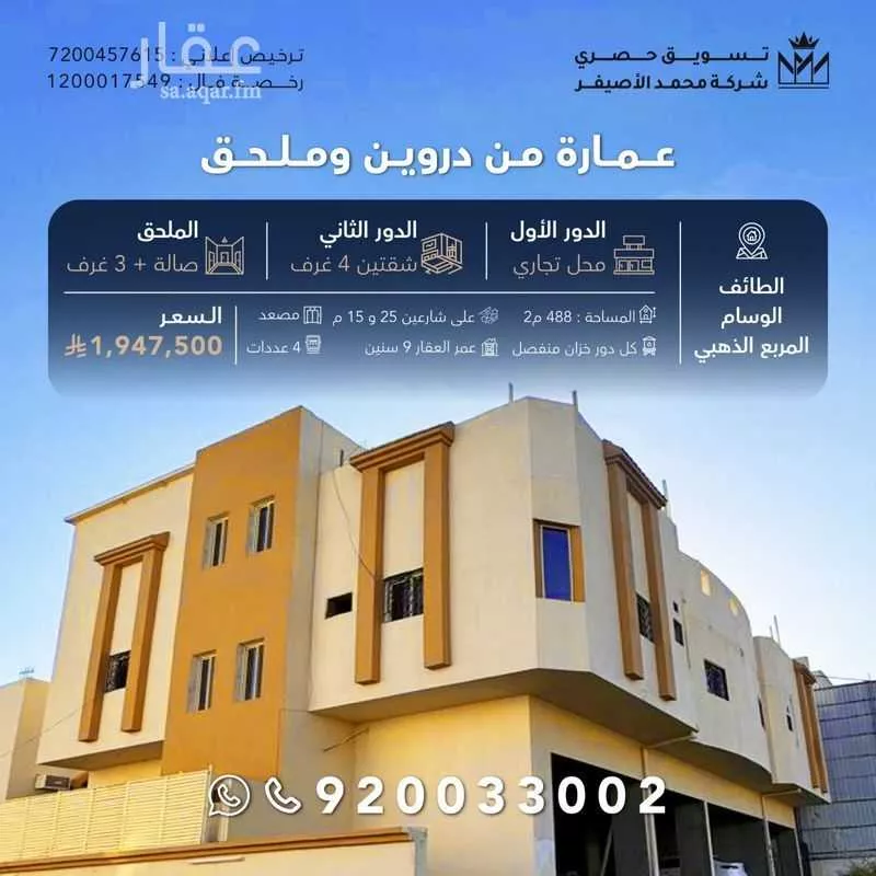 عمارة للبيع في شارع عمر بن الخطاب, حي الأخباب, مدينة امارة منطقة مكة المكرمة - الطائف, منطقة مكة المكرمة 1 صورة