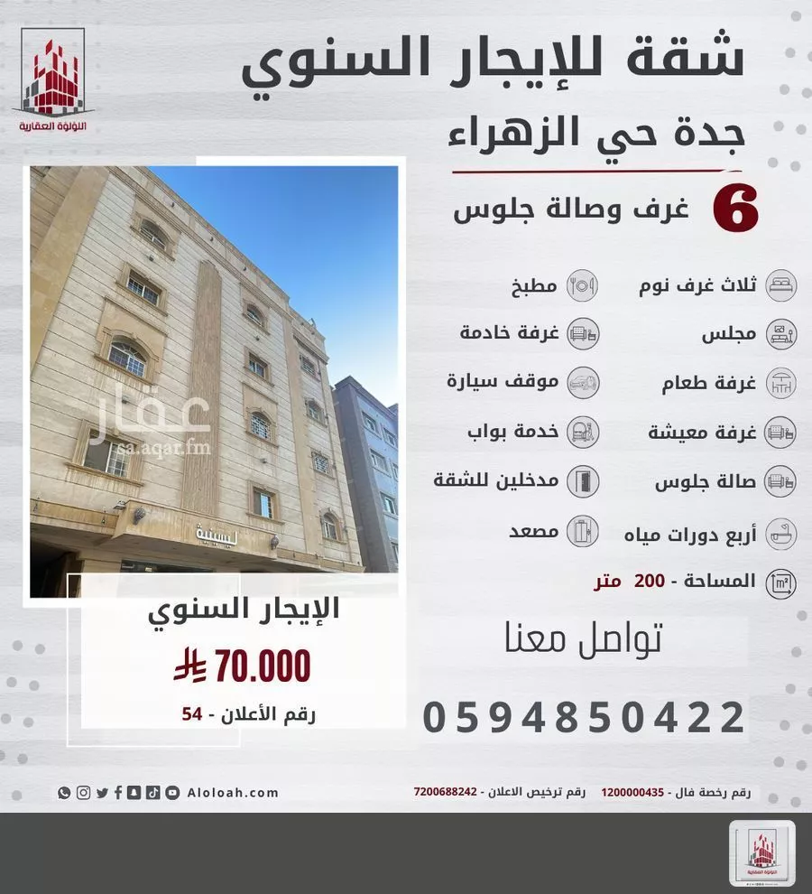 شقة للإيجار في شارع عبدالله كاظم, حي الزهراء, مدينة جدة, منطقة مكة المكرمة 1 صورة