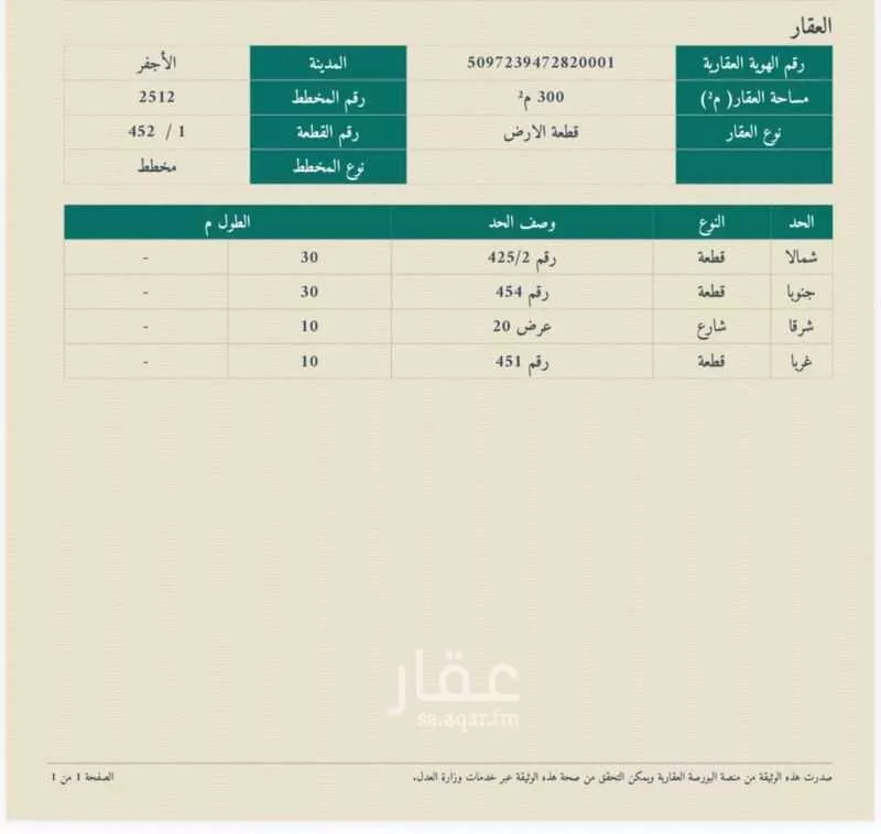 أرض للبيع في حي حى السلام, مدينة الأجفر, منطقة حائل 1 صورة