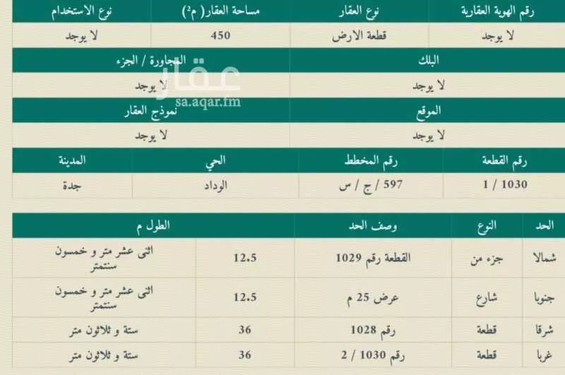 أرض للبيع في مدينة جدة, منطقة مكة المكرمة 1 صورة