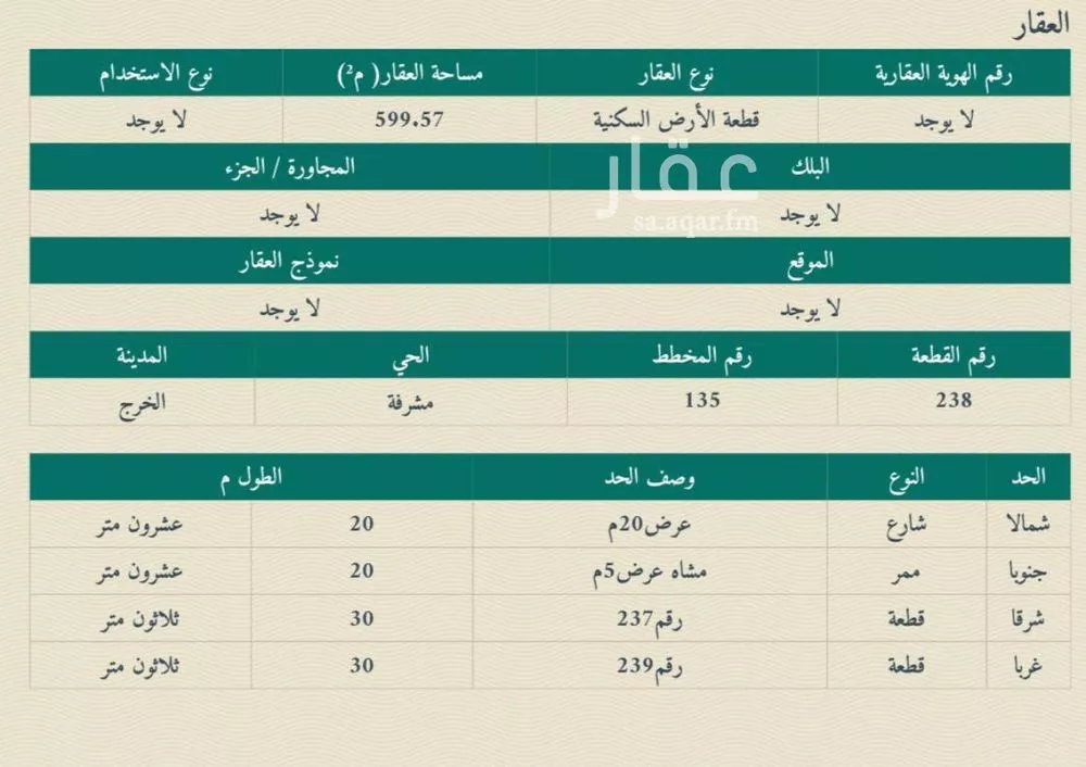 أرض للبيع في شارع مشرفة 129, حي مشرفة, مدينة الهياثم, منطقة الرياض 1 صورة