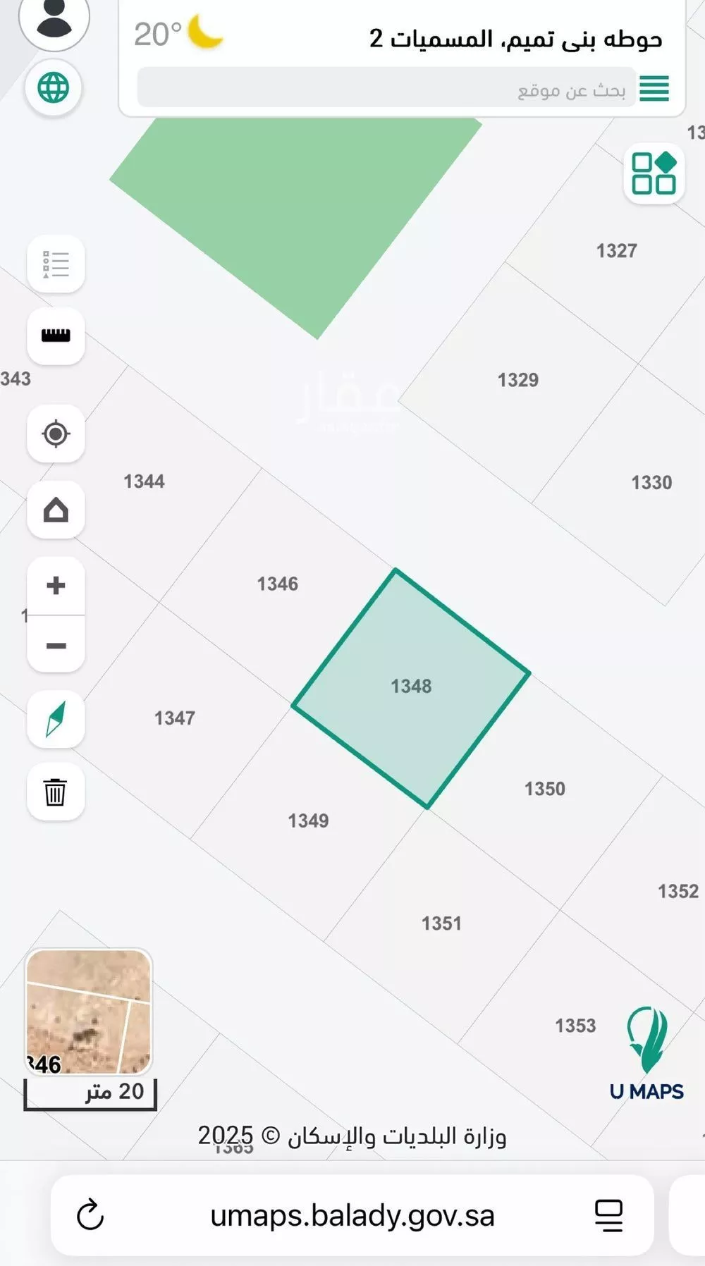 أرض للبيع في شارع وهب بن عمير, حي المسميات 2, مدينة حوطه بنى تميم, منطقة الرياض 1 صورة