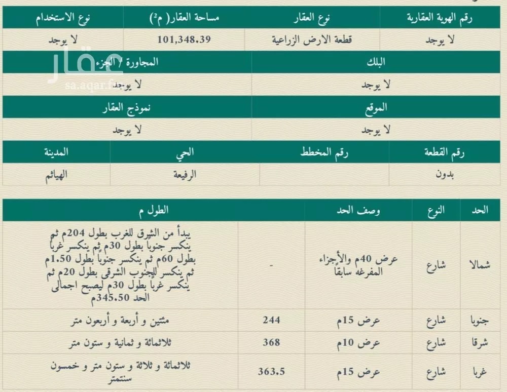 مزرعة للبيع في حي الرفيعة, مدينة الهياثم, منطقة الرياض 1 صورة