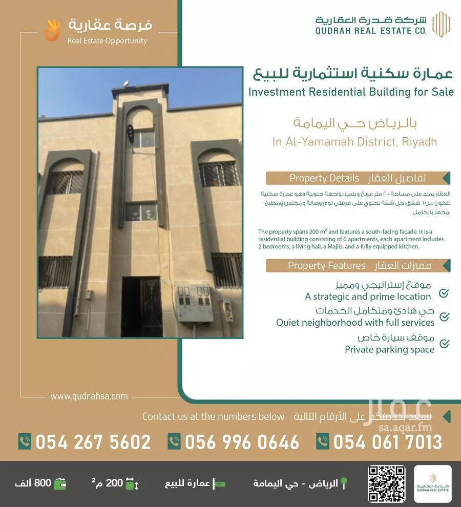 عمارة للبيع في شارع بكر بن جبلة, حي اليمامة, مدينة الرياض, منطقة الرياض 1 صورة