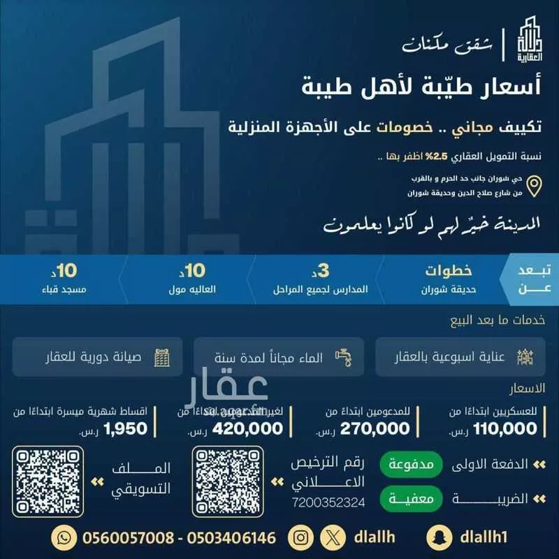 شقة للبيع في شارع شعيب بن ابي مرة, حي شوران, مدينة المدينه المنوره, منطقة المدينة المنورة 1 صورة