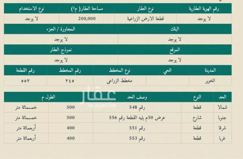 أرض للبيع في شارع 0000, حي الخوير, مدينة الخوير, منطقة حائل 1 صورة